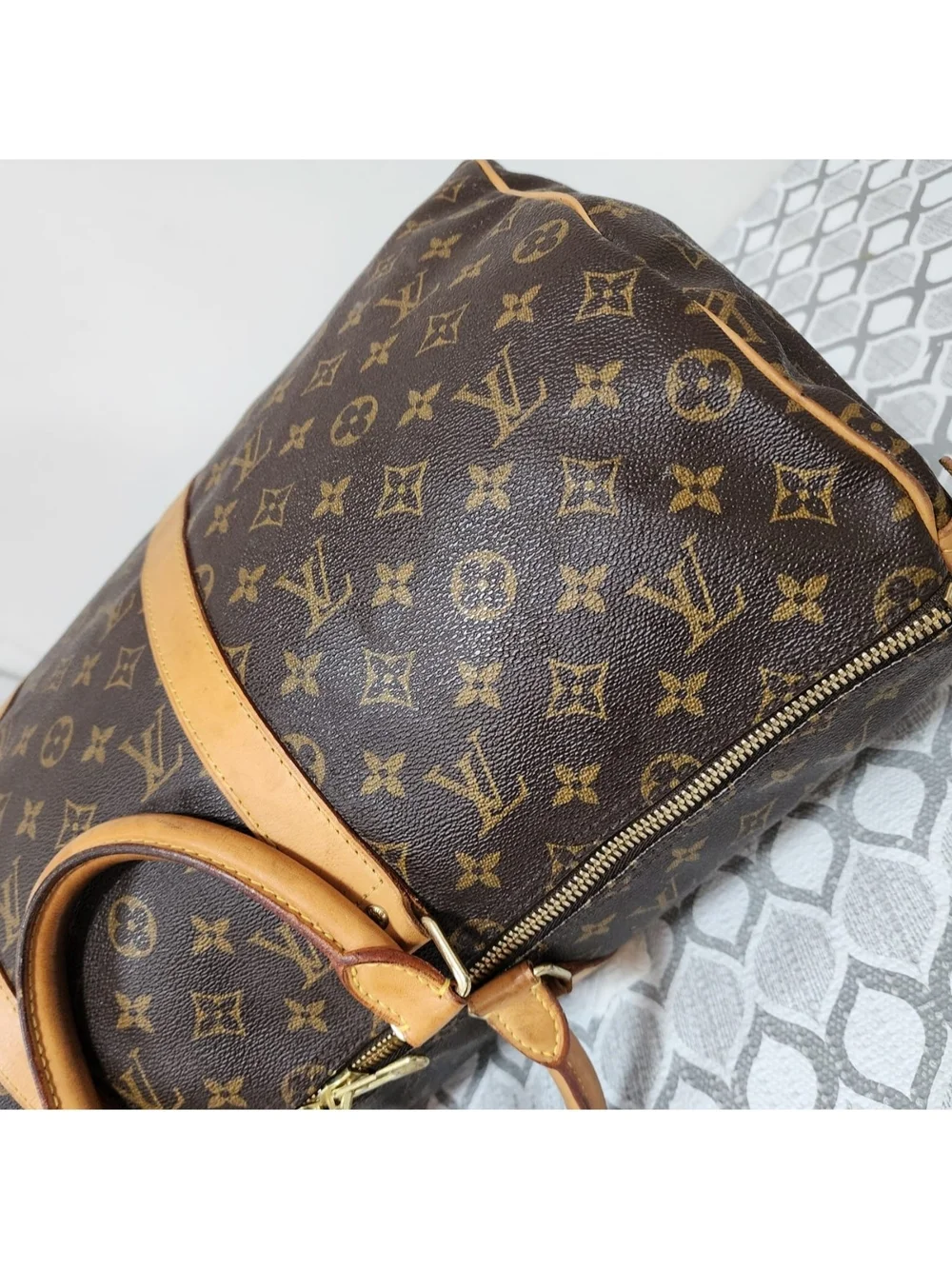Louis Vuitton Limited Edition Monogram Patches Keepall Bandoulière 50 Brown
